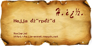 Hejja Árpád névjegykártya